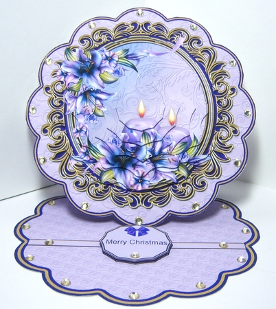 Purple candles scalloped pyramage easel card. by Katie Silver