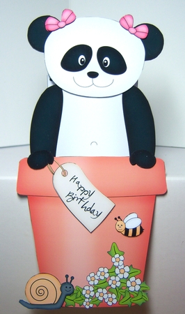 3D On the Shelf Card Kit - Flower Pot Friends Little Panda Bear Su Ling by Katie Silver