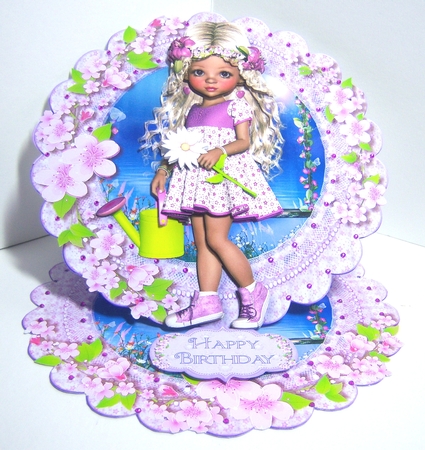 Sweet Little Flower Girl Scalloped Round Easel Card Mini Kit by Katie Silver
