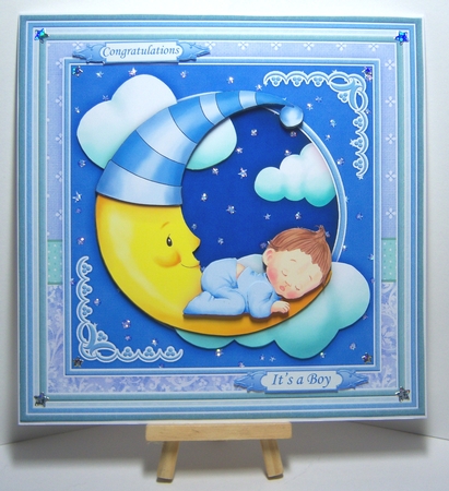 NEW BABY BOY ON MOON 8x8 Decoupage & Insert Mini Kit by Katie Silver
