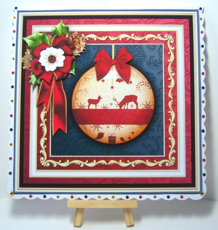 CHRISTMAS RED GOLD REINDEER BAUBLE 7.7 Decoupage & Insert Mini Kit by Katie Silver