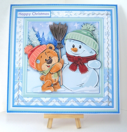 SNOWMAN & BEAR Christmas 8x8 Decoupage & Insert Mini Kit by Katie Silver