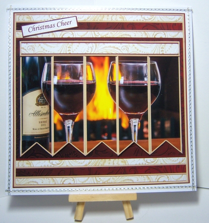 CHRISTMAS CHEER RED WINE Christmas or Birthday 7.5 Quick Card Kit Create Any Name Alphabet in 2 sizes by Katie Silver