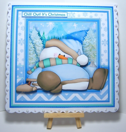 CHILL OUT SNOWMAN Christmas 7.5 Decoupage & Insert Mini Kit by Katie Silver