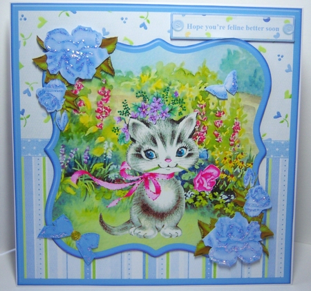 Hope youre feline better soon card mini kit & decoupage by Katie Silver