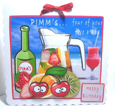 Pimms...4 0f your 5 a day - decoupage by Katie Silver