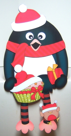 3D Christmas On the Shelf Card Kit - Pip Penguin has a Fesive Cupcake by Katie Silver