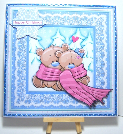 CHRISTMAS SNUGGLE BEARS 8x8 Decoupage & Insert Mini Kit  by Katie Silver