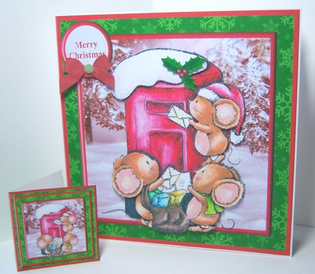 Christmas Mice Post Box Card MIni Kit & Decoupage by Katie Silver