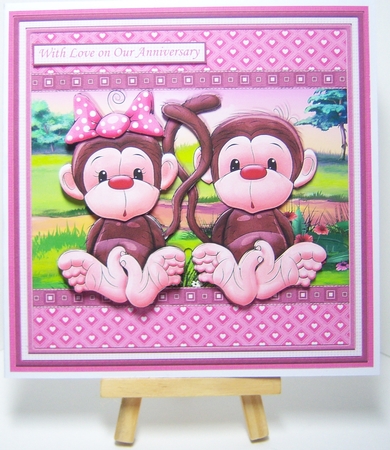 MONKEY LOVE 8x8 Anniversary, Valentines Decoupage & Insert Mini Kit by Katie Silver