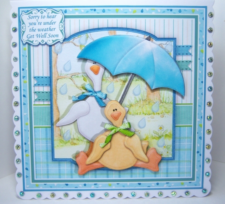 DUCKS UNDER THE WEATHER Get Well Birthday or Supportive 7.5 Decoupage Mini Kit by Katie Silver