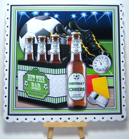 FOOTBALL BEER 6 PACK HIT THE BAR 7.5 Decoupage & Insert Mini Kit by Katie Silver