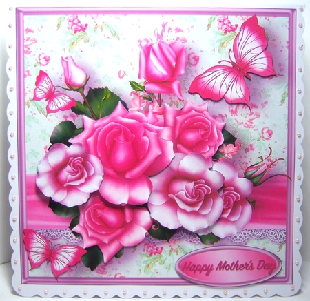Pink Roses - Decoupage Card Mini Kit by Katie Silver