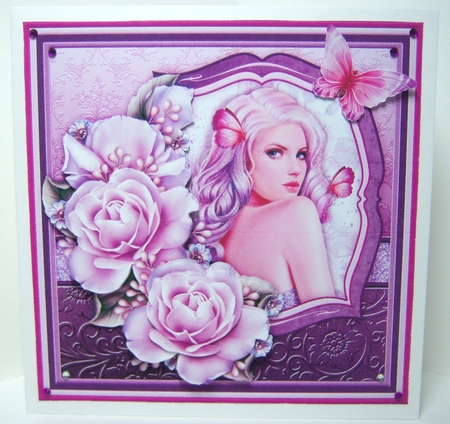 AMETHYST LADY & ROSES 8x8 Decoupage & Insert Mini Kit by Katie Silver