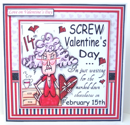 SCREW VALENTINES DAY Humorous Stella 7.5 Decoupage & Insert Mini Kit by Katie Silver