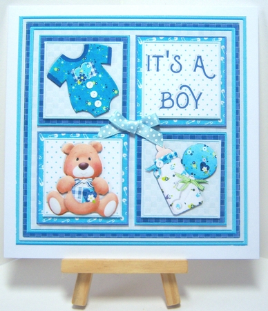 NEW BABY BOY SQUARES 7.5 Decoupage & Insert Mini Kit by Katie Silver