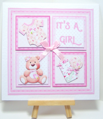 NEW BABY GIRL SQUARES 7.5 Decoupage & Insert Mini Kit by Katie Silver