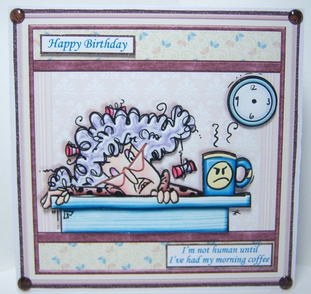 STELLA I DONT DO MORNINGS 7.5 Humorous Decoupage & Insert Mini Kit by Katie Silver