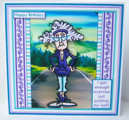 STELLA PUSHING MY LUCK 7.5 Humorous Decoupage & Insert Mini Kit by Katie Silver