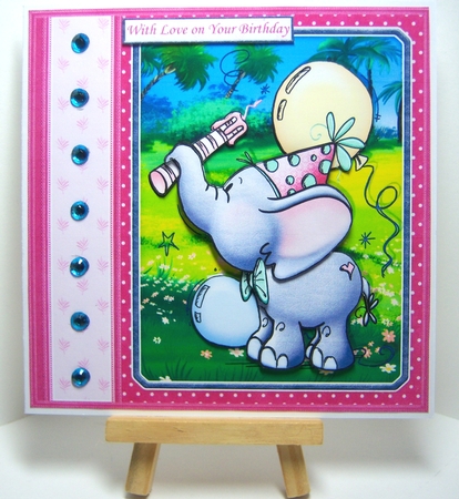 ANOTHER YEAR ANOTHER CANDLE Elephant 7.5 Decoupage & Insert Mini Kit by Katie Silver