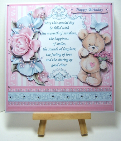 TEDDY BEAR ROSES & VERSE 7.5 Decoupage & Insert Mini Kit by Katie Silver