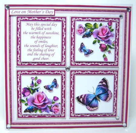 PINK ROSES BUTTERFLIES & VERSE SQUARES 7.5 Quick Layer Card & Insert Mini Kit by Katie Silver