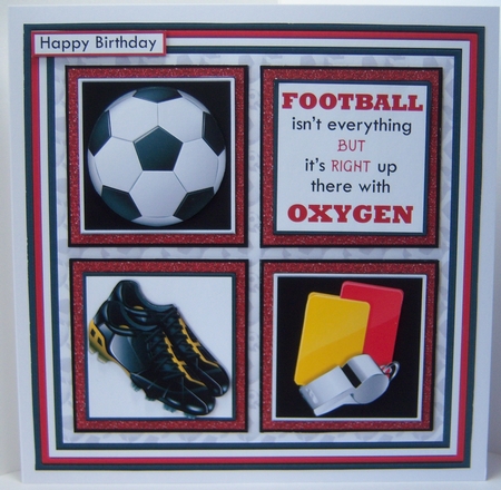 FOOTBALL RED 7.5 Quick Card Verse or Ages Decoupage & Insert Mini Kit by Katie Silver