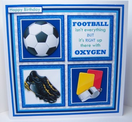 FOOTBALL BLUE 7.5 Quick Card Verse or Ages Decoupage & Insert Mini Kit by Katie Silver