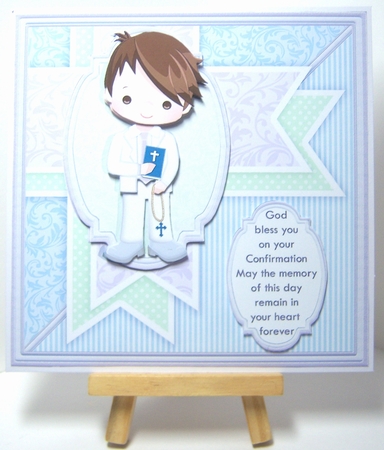 1ST HOLY COMMUNION or CONFIRMATION Boy & Verse 7.5 Decoupage & Insert Mini Kit by Katie Silver