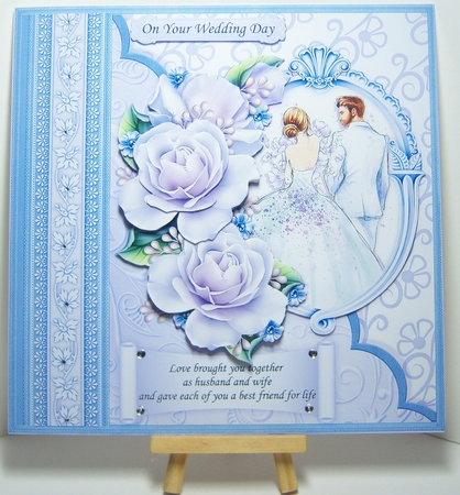 Wedding Day LOVE BROUGHT YOU TOGETHER Blue 8x8 Decoupage Mini Kit by Katie Silver