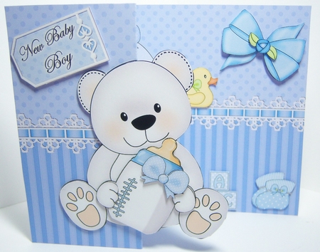 3D Shaped No-Hole Fold Back Mini Kit -   New Baby Boy Teddy by Katie Silver