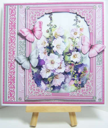 HOLLYHOCKS & BUTTERFLIES All Occasions Quick Card & Insert Mini Kit by Katie Silver
