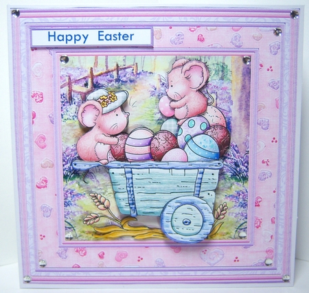 MICEY EASTER WAGON 7.5 Decoupage & Insert Mini Kit by Katie Silver