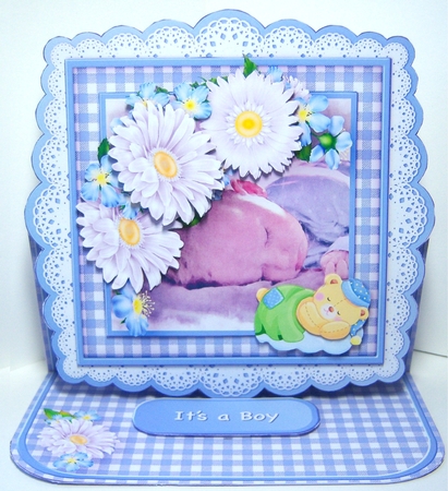 Sleepy Baby Boy - Lace Edged Easel Card Mini Kit by Katie Silver