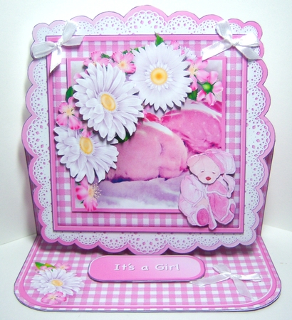 Sleepy Baby Girl - Lace Edged Easel Card Mini Kit by Katie Silver