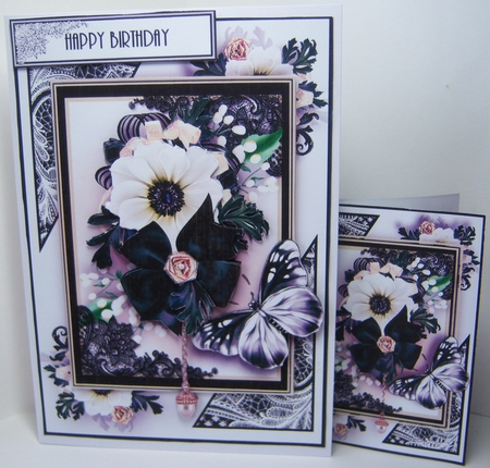 A5 Black and White Lace Flora Card Kit by Katie Silver