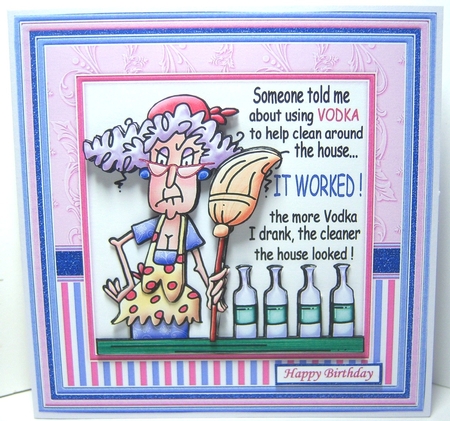 STELLA CLEANING WITH VODKA 7.5 Humorous Decoupage & Insert Mini Kit by Katie Silver