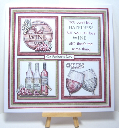 WINE HAPPINESS Humorous 7.5 Quick Card Decoupage & Insert Mini Kit by Katie Silver