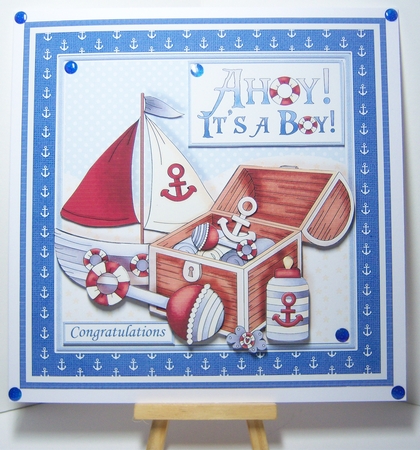 AHOY ITS A BOY 7.5 New Baby or 1st Birthday Decoupage Mini Kit by Katie Silver