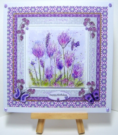 BUTTERFLY HERB GARDEN: 7x7 Quick Card Front with Decoupage, 6 Sentiment Tags & Commercial Use by Katie Silver