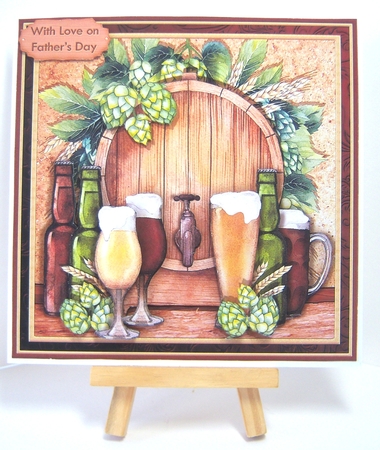 BEER BARREL 7.5 Birthday Fathers Day Retirement Decoupage & Insert Mini Kit by Katie Silver