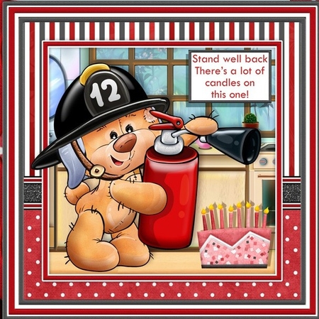 FIREBEAR STAND WELL BACK 7.5 Humorous Birthday Decoupage & Insert Mini Kit by Katie Silver