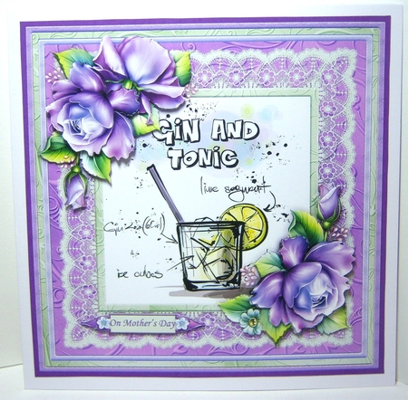 LET THE CELEBRATIONS BE-GIN Humorous 7.5 Gin & Tonic Decoupage Mini Kit by Katie Silver