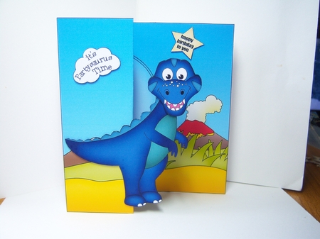 3D Shaped No-Hole Fold Back Mini Kit -  Cute Little Dinosaur  Geico by Katie Silver