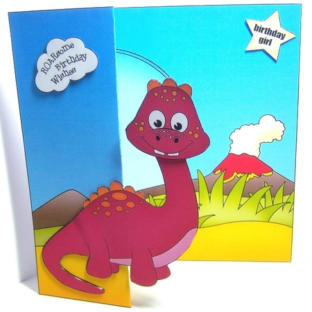 3D Shaped No-Hole Fold Back Mini Kit -  Cute Little Dinosaur  Smileysaur by Katie Silver