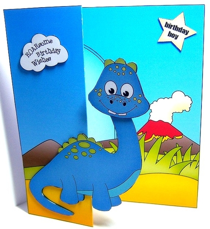 3D Shaped No-Hole Fold Back Mini Kit -  Cute Little Dinosaur  Lizard by Katie Silver