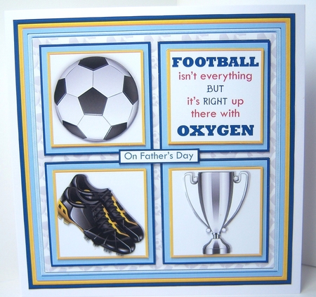 FOOTBALL PALE BLUE 7.5 Quick Card Verse or Ages Decoupage & Insert Mini Kit by Katie Silver
