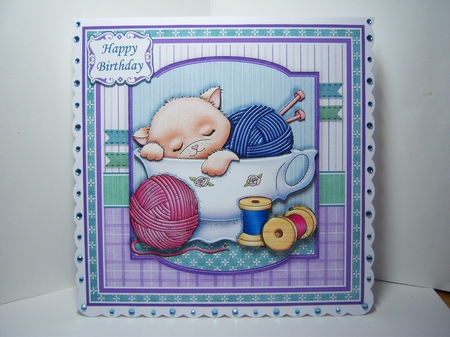WOOL CUP KITTY 7.5 KNITTING Decoupage & Insert Mini Kit by Katie Silver