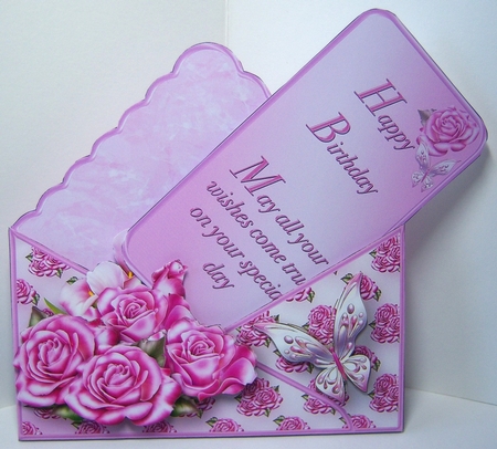 Perfect Pink Roses - Stand-up Envelope Card Mini Kit by Katie Silver
