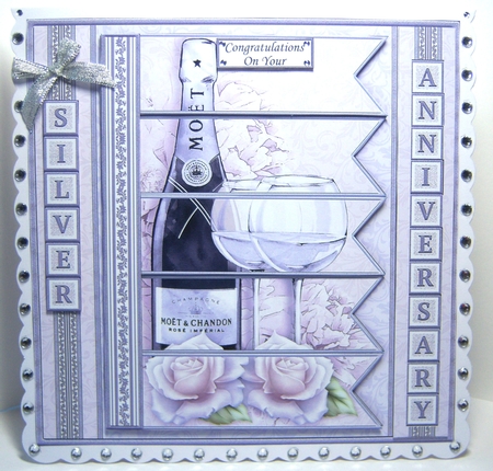 CHAMPAGNE 7.5 Alphabet Silver Wedding Anniversary Alphabet & Age Card Kit  by Katie Silver